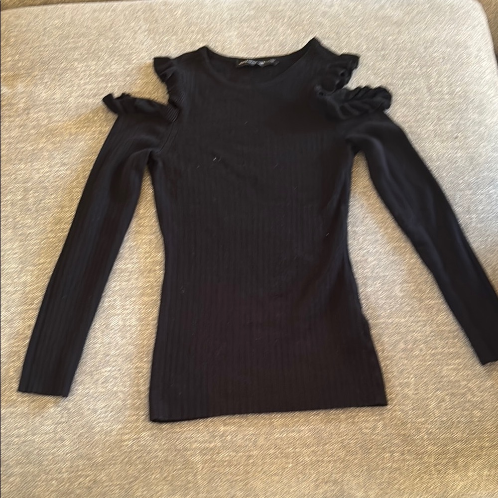 Black Cold Shoulder Sweater